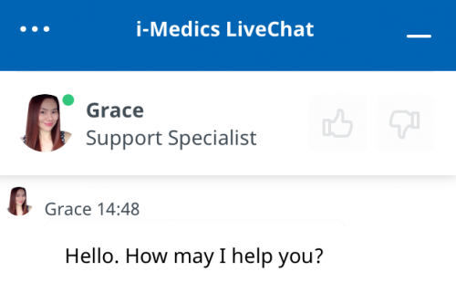 Live Chat feature on the i-medics website 